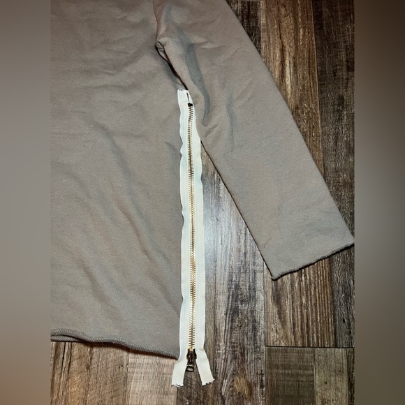 ih nom uh nit Army Green Crew Neck Sweatshirt Terry Lined Side Zip Size Large - Picture 2 of 6